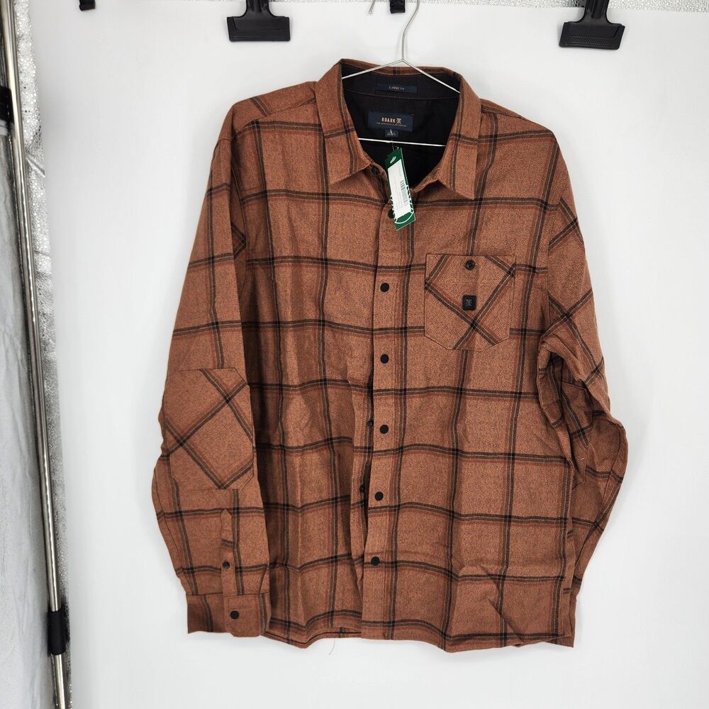 Roark Men's Large Burnt Orange Nordsman Light Flannel Shirt NWOT‎